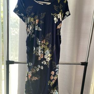 Dress, sides are rouched, navy